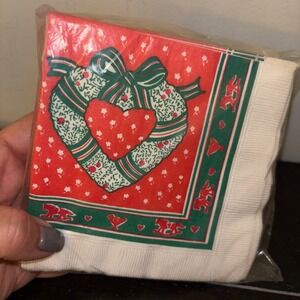 Vintage Contempo Joan Luntz | 1988‎ | Christmas Holiday Heart Napkins | Sealed